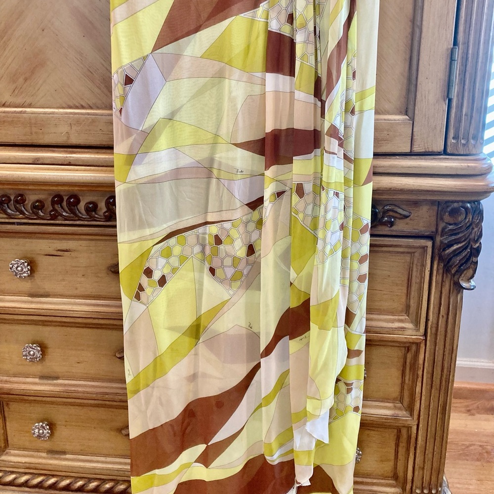 EMILIO PUCCI 1990's Geometric Print Silk Jersey Chiffon Maxi Dress - Picture 6 of 16